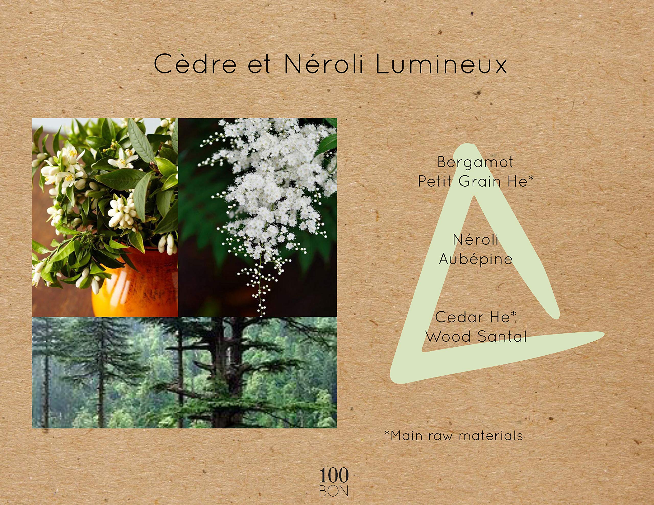 100BON Cedre & Neroli Lumineux Unisex Fragrance – Neroli & Cedar Fragrance for Women & Men – Soothing Organic Fragrance with Sensual, Light & Woody Fragrance - 100% Natural Fragrance Sp